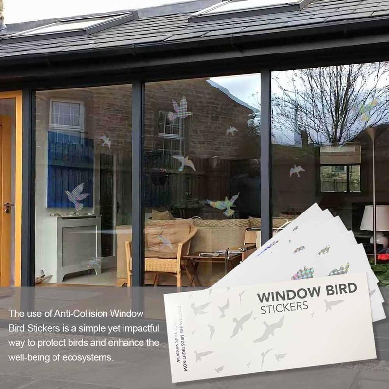 MESINURS Anti-Collision Window Bird Stickers Decals Glass Door Protect and Save Bird Strikes (Reflective) - Image 3